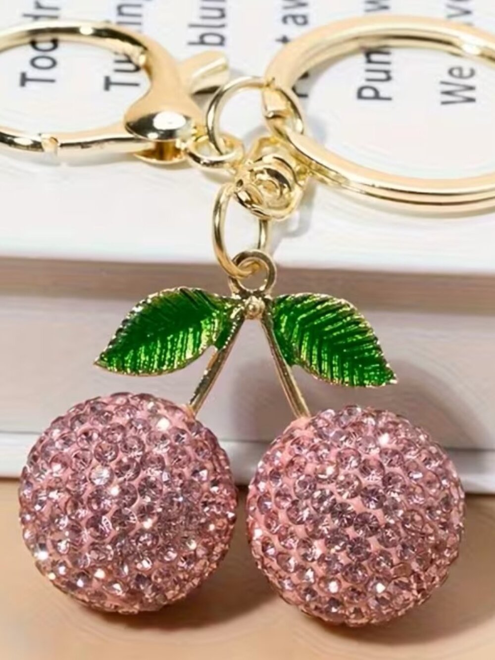 New Beautiful Rhinestone Cherry Keychain/ Purse Charm